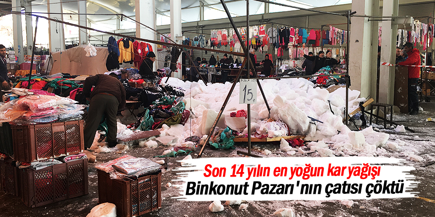 Konya'da pazar yerinin çatısı kar nedeniyle çöktü