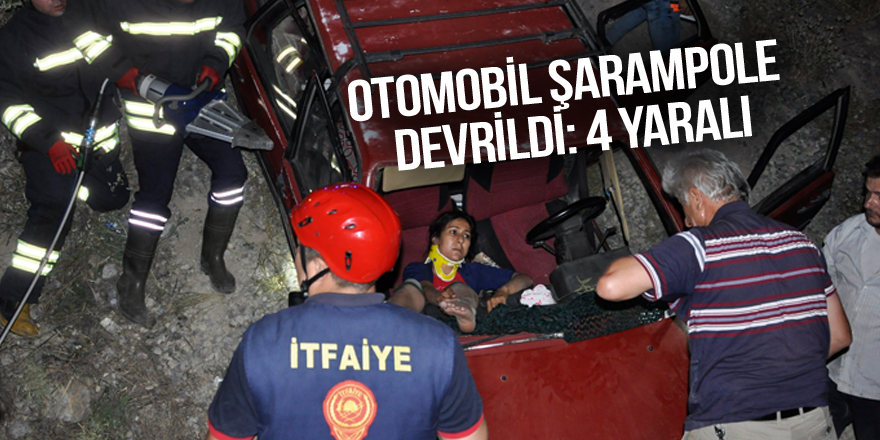 Otomobil şarampole devrildi: 4 yaralı