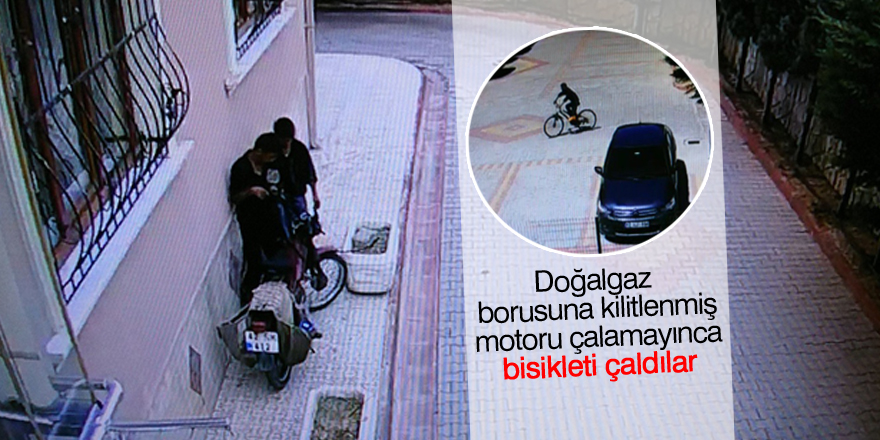 Motosiklete niyetlenip bisikleti çaldılar