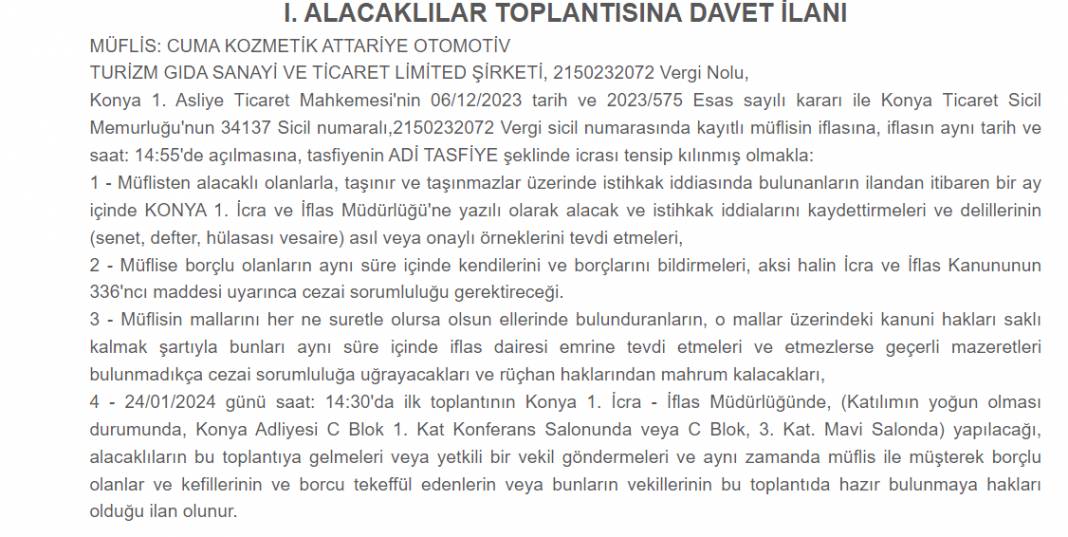 Konya'da meşhur firma iflas etti! Alacaklılara dikkat çeken çağrı 11