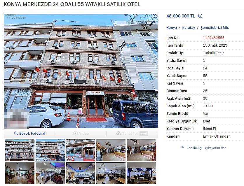 Konya'da herkesin bildiği otel satışa çıkarıldı! Fiyatına şaşıracaksınız 9