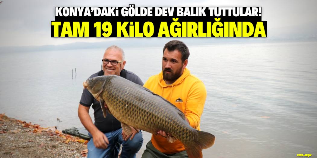 Konya'daki gölde 19 kilo ağırlığında balık tuttular! Bu yıl bereket var 1