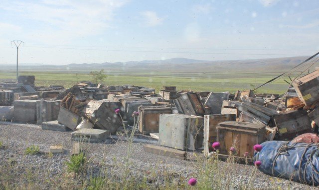 Konya'da arı kovanı yüklü kamyon devrildi: 2 yaralı 1