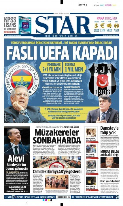 UEFA'nın şok kararı gazete manşetlerinde 2