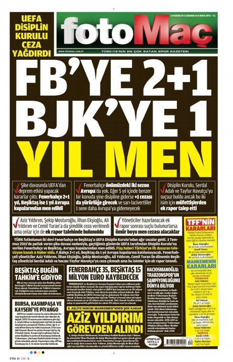 UEFA'nın şok kararı gazete manşetlerinde 6
