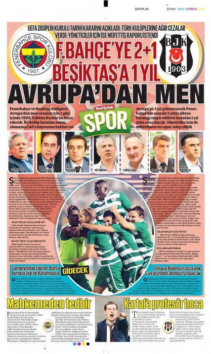 UEFA'nın şok kararı gazete manşetlerinde 9