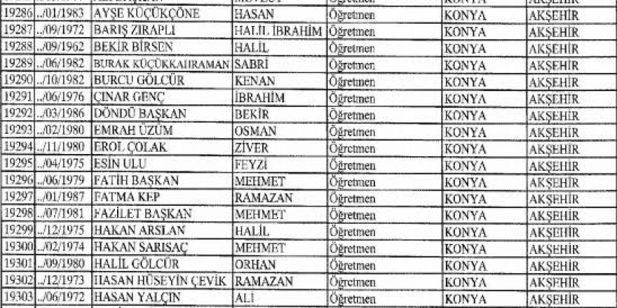 Konya'da kamudan çıkarılan öğretmenler (TAM LİSTE)