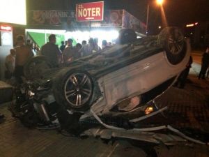 İşadamının Kullandığı Lüks Otomobil Takla Attı, 4 Kişi Yaralandı