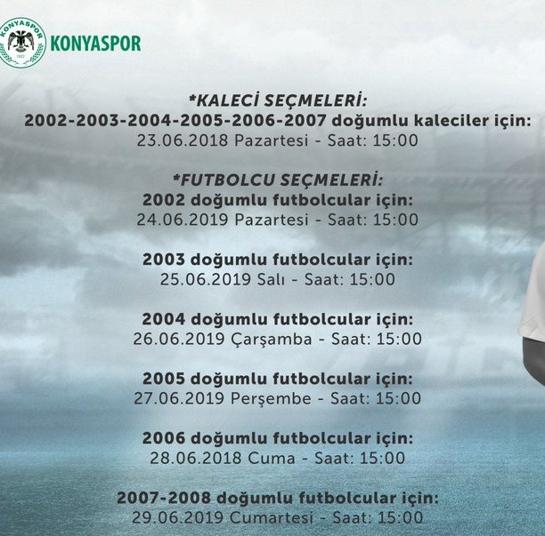Konyaspor’da alt yapı  seçme tarihleri açıklandı