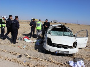 Konya'da otomobil devrildi: 1 ölü, 3 yaralı