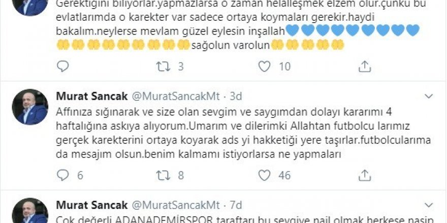 Murat Sancak görevi bırakma kararını askıya aldı