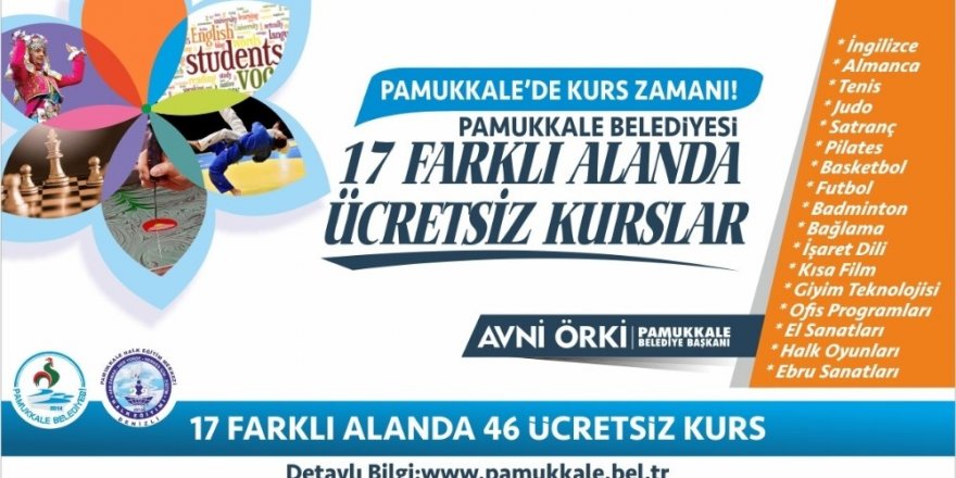 Pamukkale Belediyesinden 17 farklı alanda 46 ücretsiz kurs