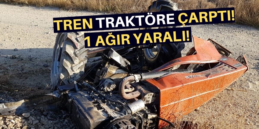 Konya'da tren hemzemin geçitte traktöre çarptı