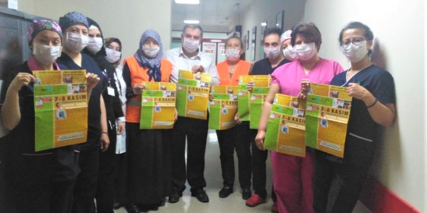 Kütahya’da hastane personeli maske takarak LÖSEV’e destek verdi