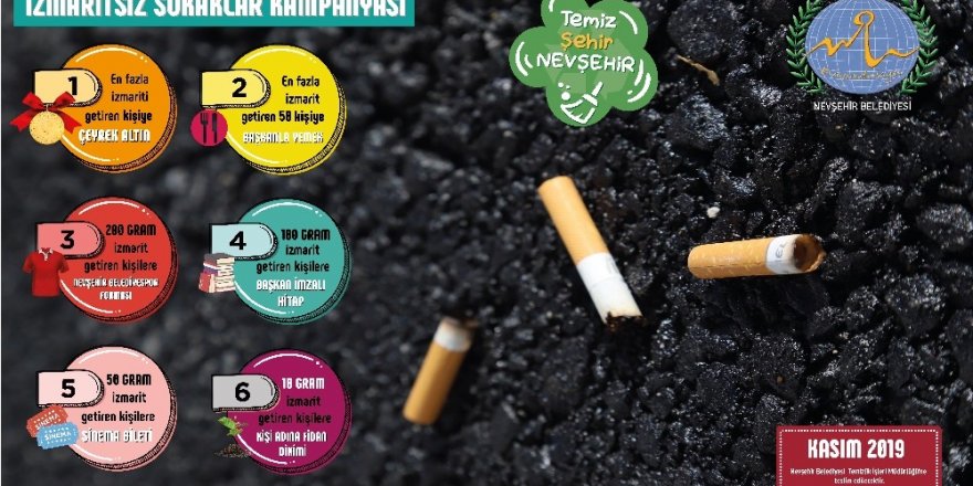 Nevşehir Belediyesinden ödüllü sigara izmariti toplama kampanyası