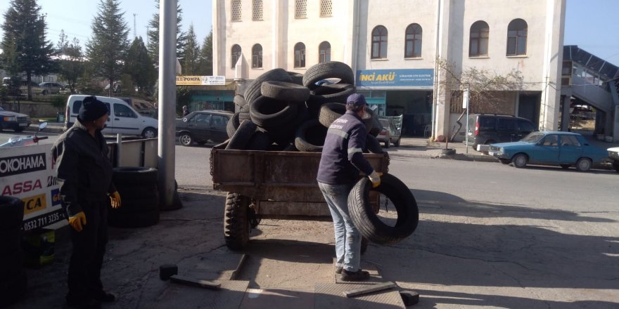 Beyşehir'de atık lastikler toplanıyor