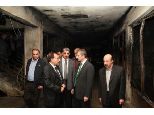 Tahmazoğlu, Yangın Çıkan İş Hanını İnceledi