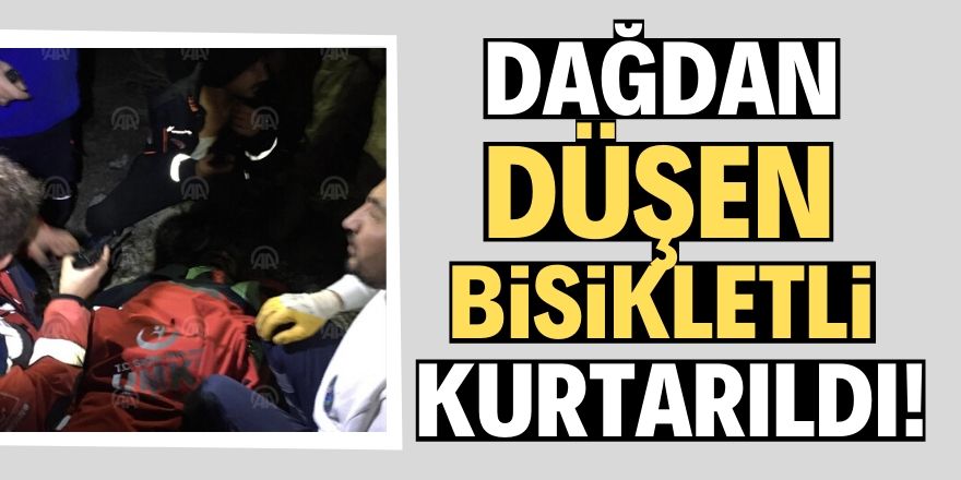 Dağdan düşen bisikletli kurtarıldı