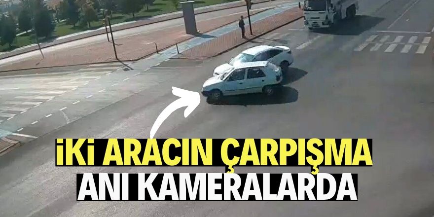 İki aracın çarpışma anı kamerada