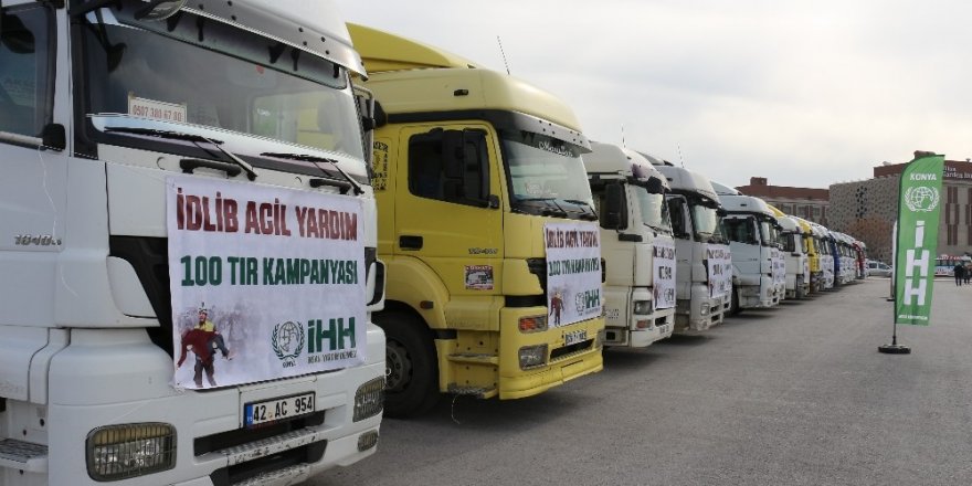 Konya’dan İdlib’e 19 tır yardım malzemesi yola çıktı