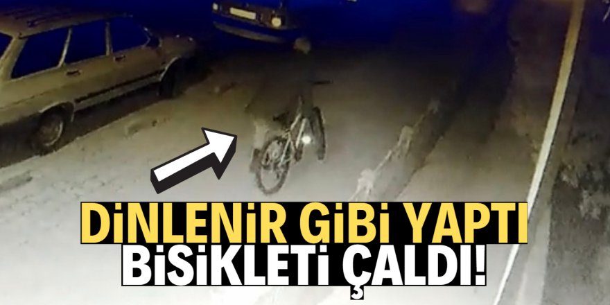 Konya'da bisiklet hırsızı kameraya yakalandı!