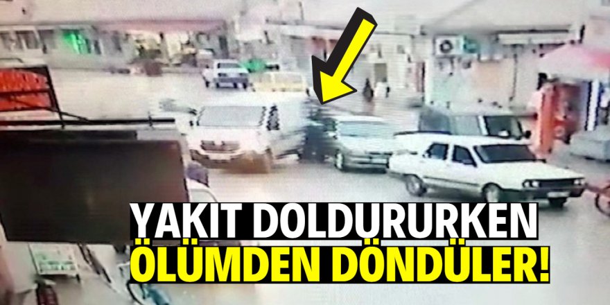 Savrulan kamyonet, yakıt dolduran 2 kişiye çarptı