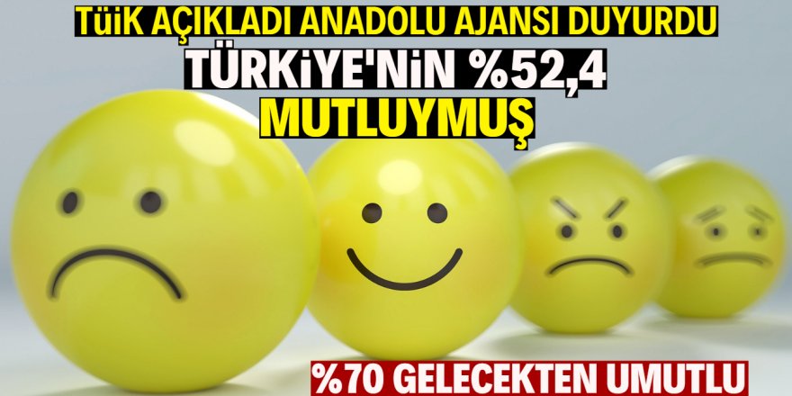 TÜİK'e göre Türkiye'nin yüzde 52,4'ü mutlu