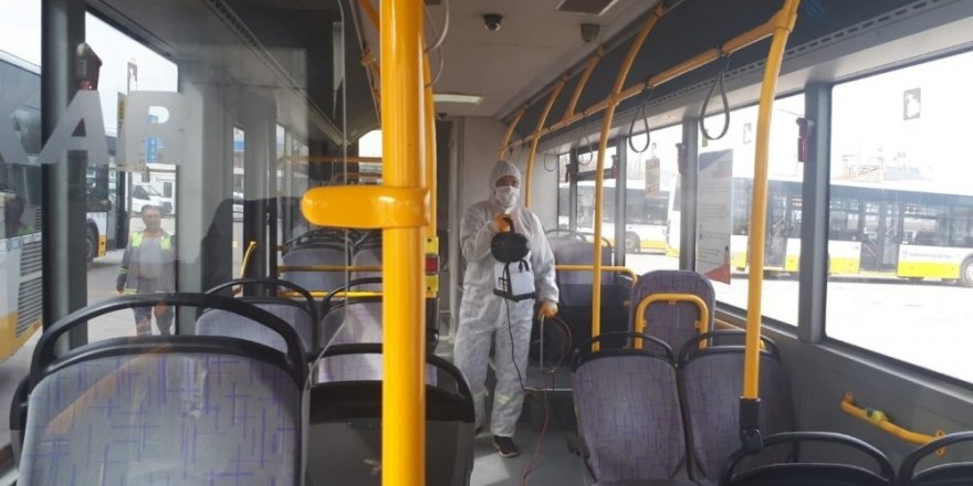 Karaman’da, belediye otobüslerinde dezenfeksiyon yapıldı