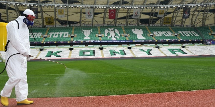 Konya stadı, Fenerbahçe maçı öncesi dezenfekte edildi