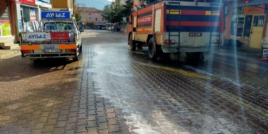 Hüyük belediyesinden korona virüse karşı dezenfekte