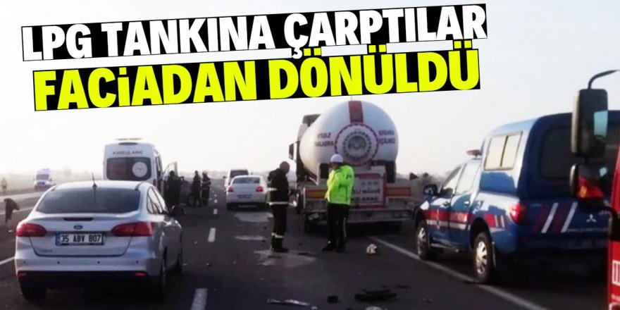 Konya’da LPG tankerine  otomobil çarptı: 4 yaralı