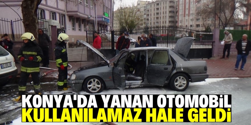 Konya’da seyir halindeki otomobil yandı