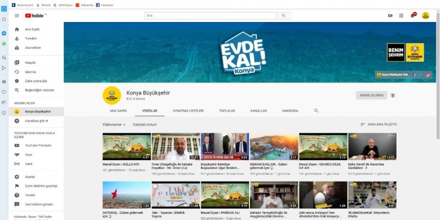 Konya Büyükşehir Youtube kanalından evlere misafir oluyor