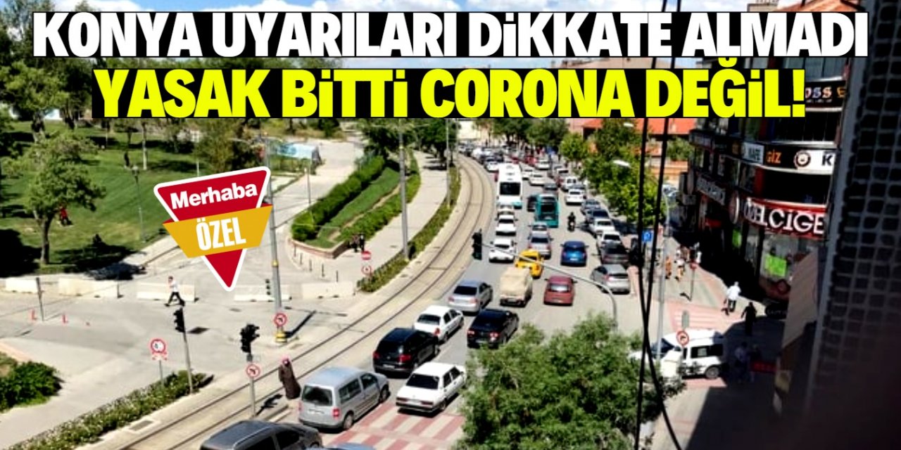 Konya şehir merkezinde trafik kilitlendi!