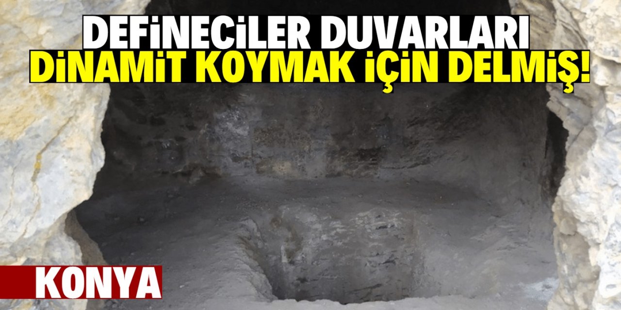 Konya'da defineciler arkeolojik sit alanını tahrip etti!