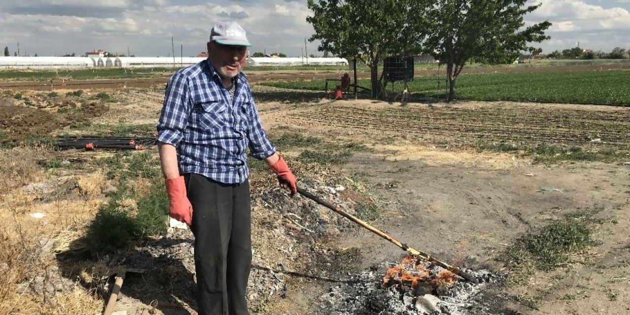 Konya’da 65 yaş üzeri vatandaşlar bahçede vakit geçiriyor