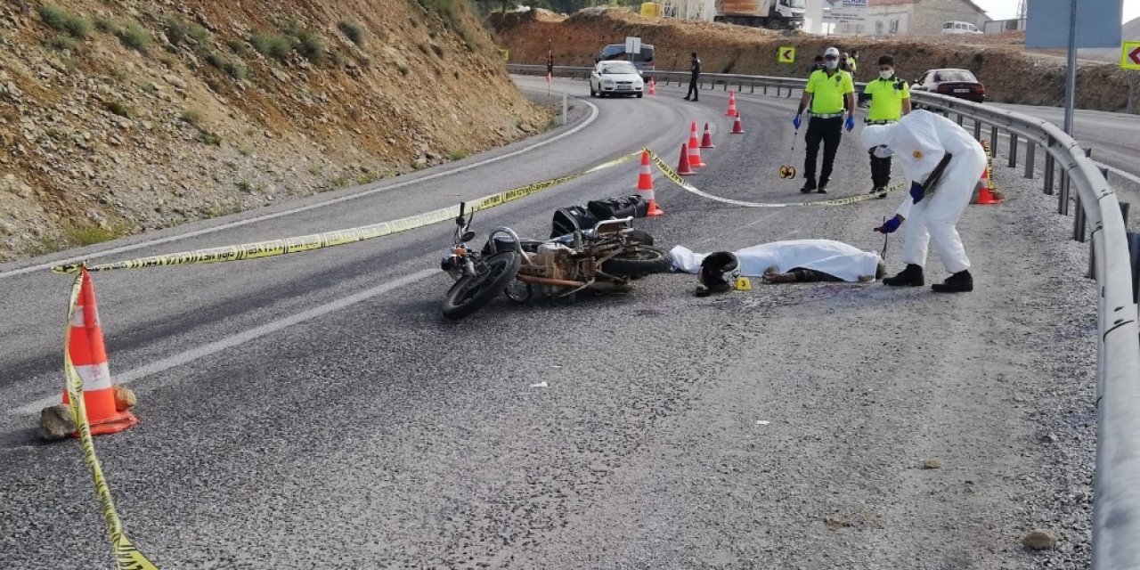 Karaman’da virajı alırken devrilen motosikletin sürücüsü hayatını kaybetti