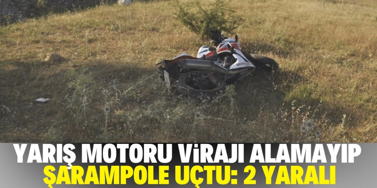 Konya'da yarış motosikleti şarampole uçtu: 2 yaralı
