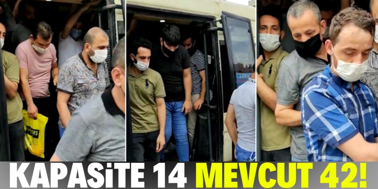 14 kişilik minibüsten 42 kişi çıktı!