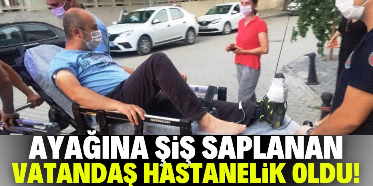 Konya'da ayağına şiş saplanan vatandaş hastanelik oldu