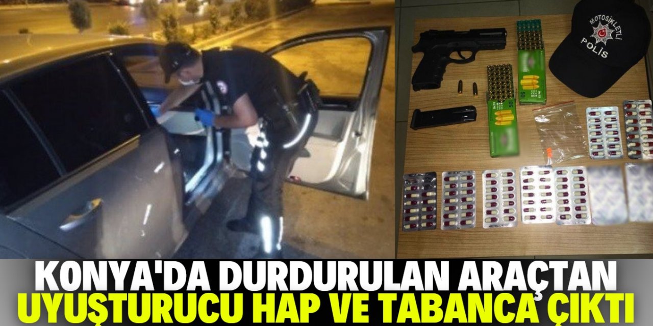 Konya’da şüpheli araçtan uyuşturucu ve tabanca çıktı