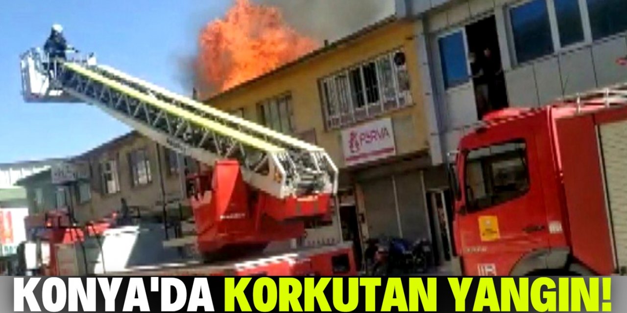 Konya’da tekstil atölyesinin çatısında yangın çıktı