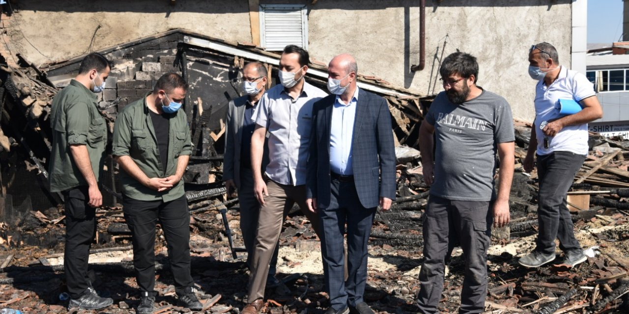 Konya'da yangında zarar gören işyeri sahiplerine destek verilecek