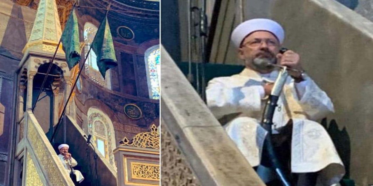 Ayasofya'nın açılışında Ali Erbaş hutbeyi kılıçla okudu