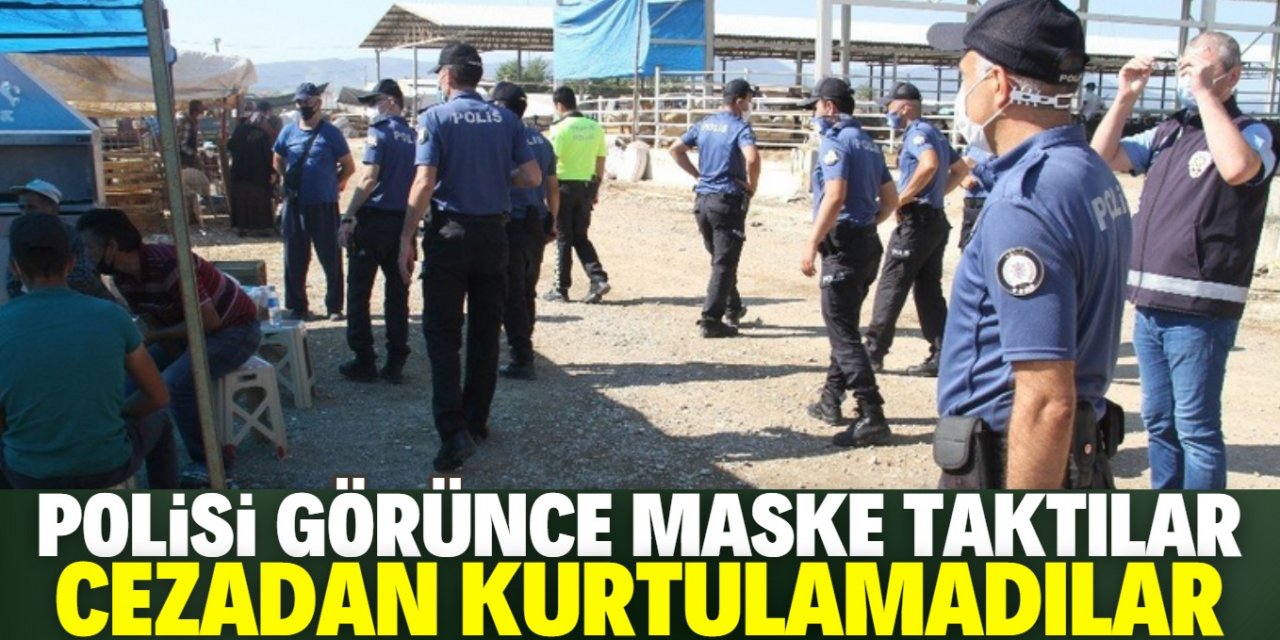 Konya'da polisi görünce taktıkları maske cezadan kurtaramadı
