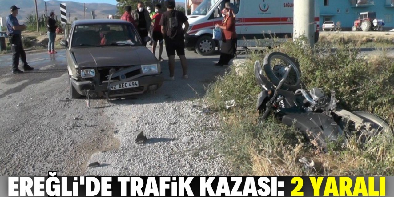Ereğli’de otomobil ile motosiklet çarpıştı: 2 yaralı