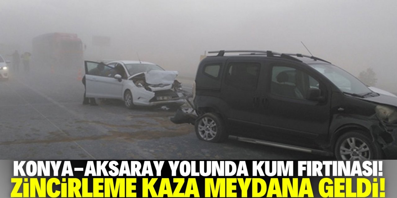 Konya-Aksaray yolunda kum fırtınası!