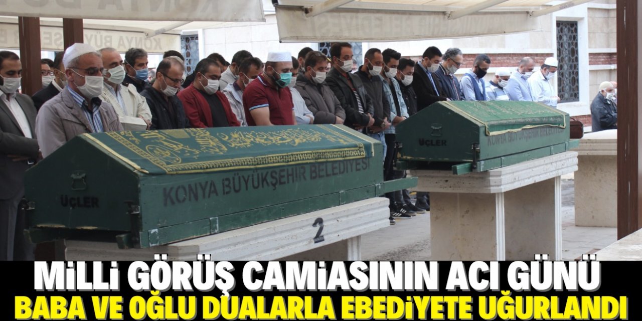 Konya'daki kazada ölen baba ve oğlu son yolculuğuna uğurlandı