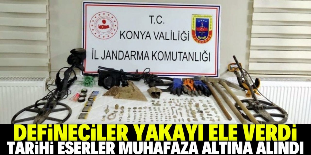 Konya'da izinsiz kazı yapan şahıslar jandarmaya yakalandı
