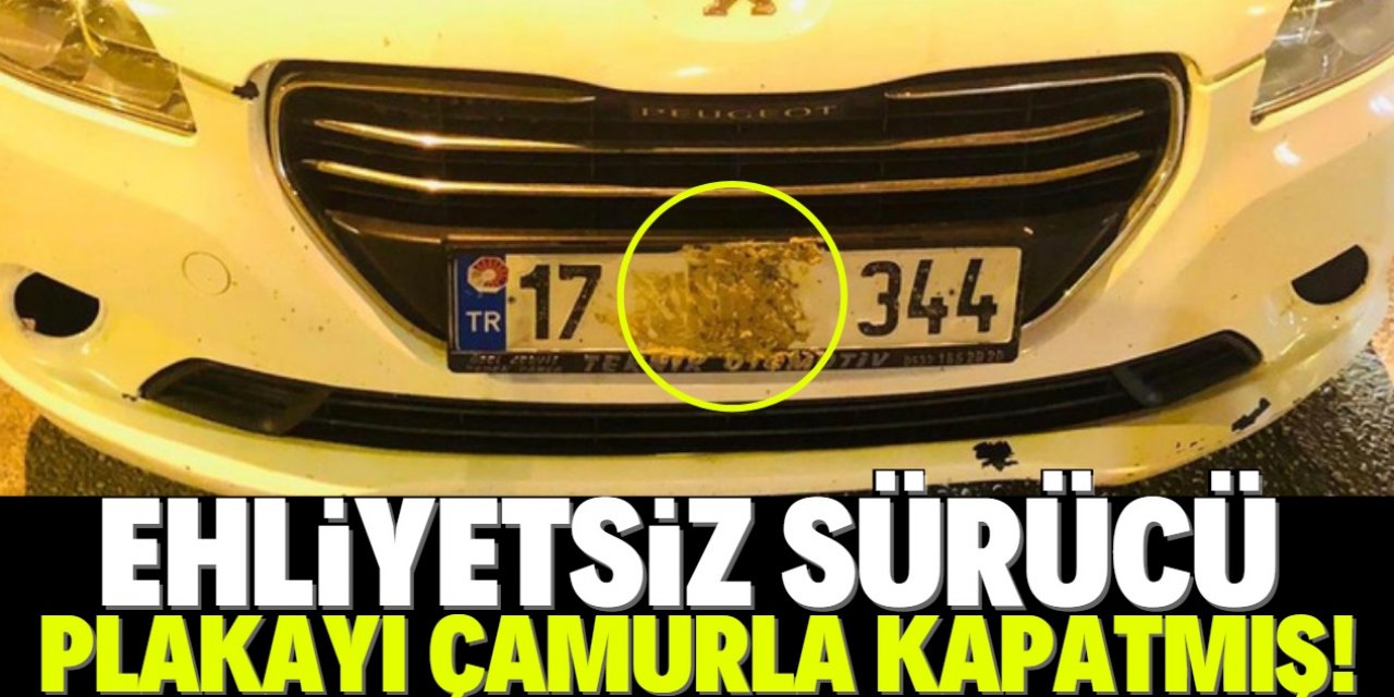 Konya'da çamurla aracın plakasını kapatan sürücü ehliyetsiz çıktı